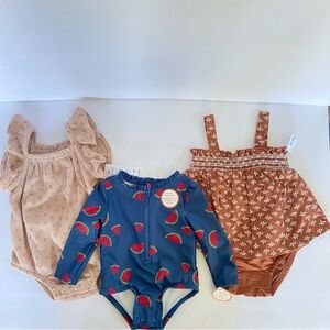 NWT Lot of 3 Carter’s Infant Girl Clothing| Swimsuit| Jumper| 2 piece | 3m